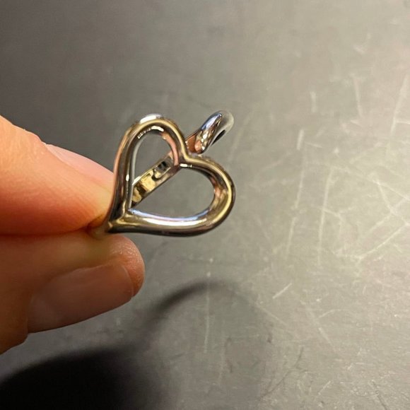 Sevil Rhodium Plated Silvertone Open Heart Ring 7 - Picture 3 of 5